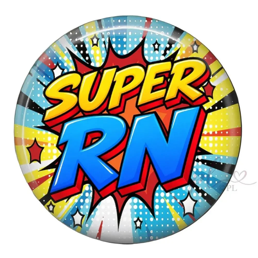Super RN Badge Reel Registered Nurse Comic Book Superhero ID Holder Nurse Gift